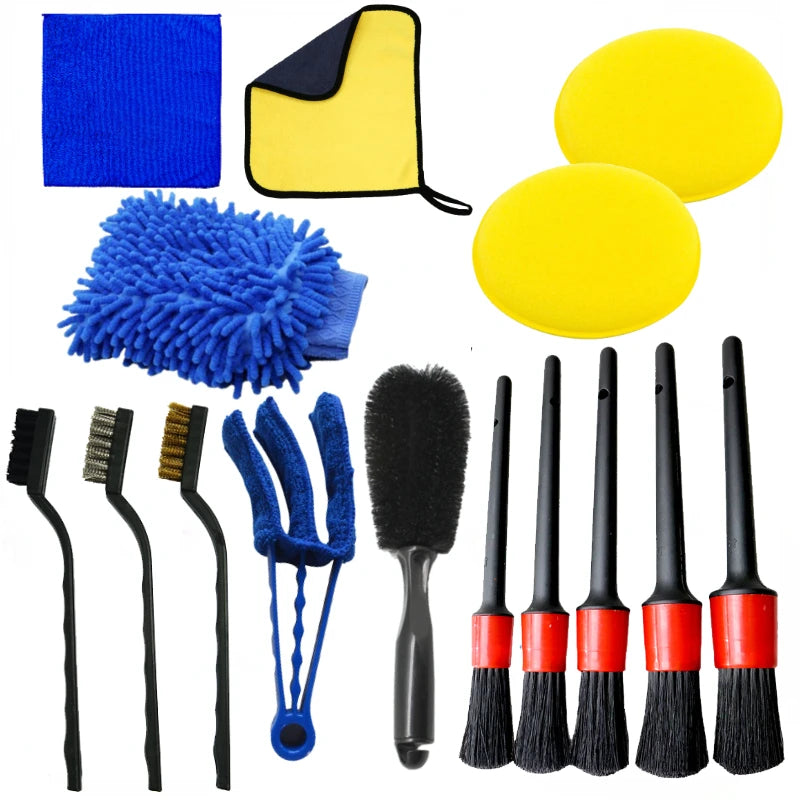 15-Piece Car Detailing Brush Kit – Complete Interior & Exterior Cleaning Set