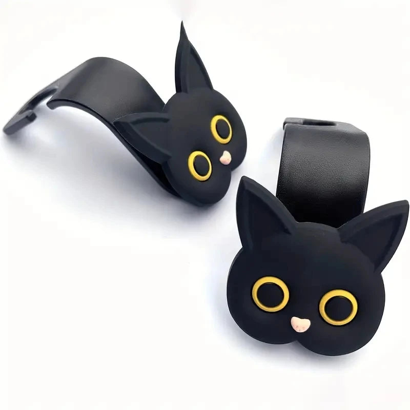 3D Cat Headrest Hooks (2-Pack) – Cute Backseat Hangers for Bags