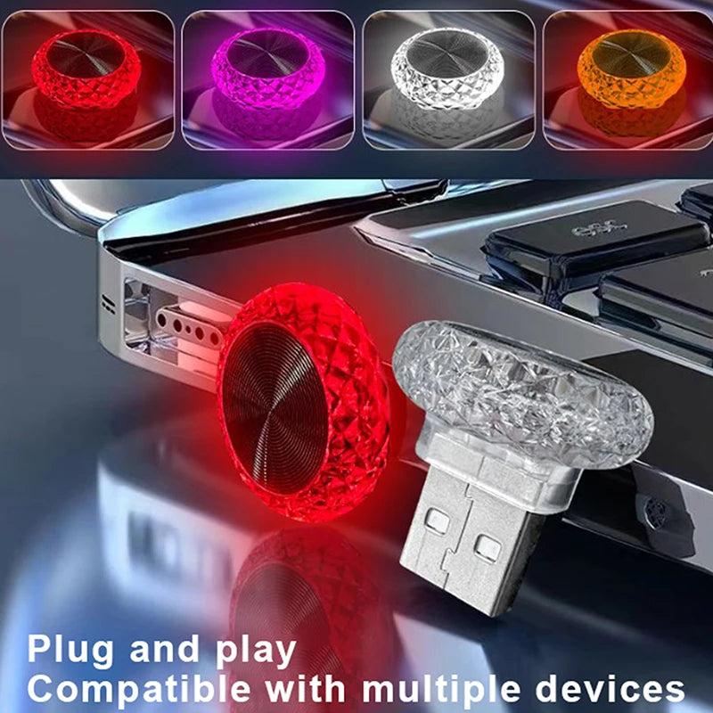 Mini USB Ambient Car Light – 7 Colors, Plug-and-Play Glow
