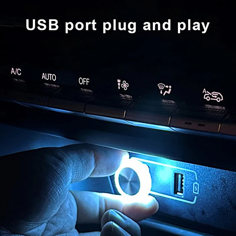 Mini USB Ambient Car Light – 7 Colors, Plug-and-Play Glow