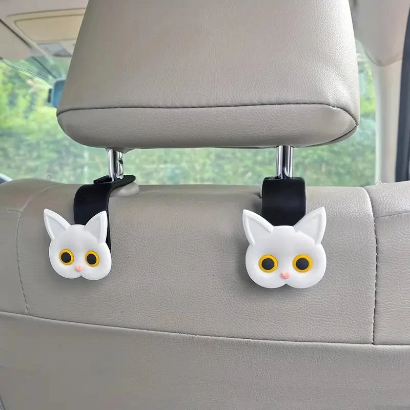 3D Cat Headrest Hooks (2-Pack) – Cute Backseat Hangers for Bags