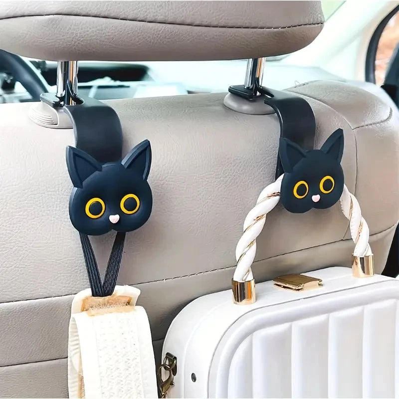 3D Cat Headrest Hooks (2-Pack) – Cute Backseat Hangers for Bags