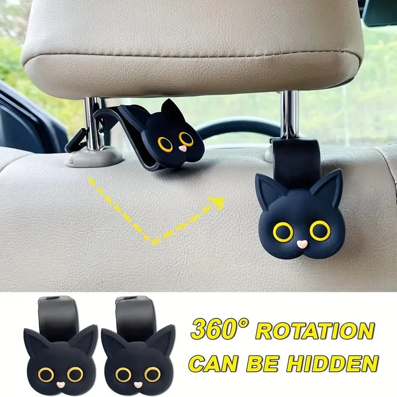 3D Cat Headrest Hooks (2-Pack) – Cute Backseat Hangers for Bags