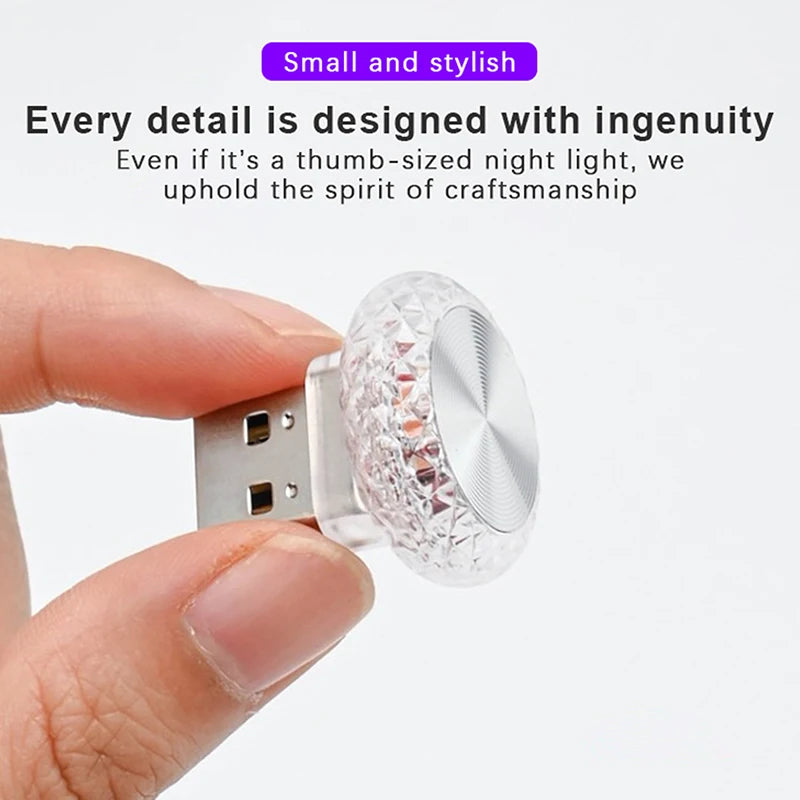 Mini USB Ambient Car Light – 7 Colors, Plug-and-Play Glow